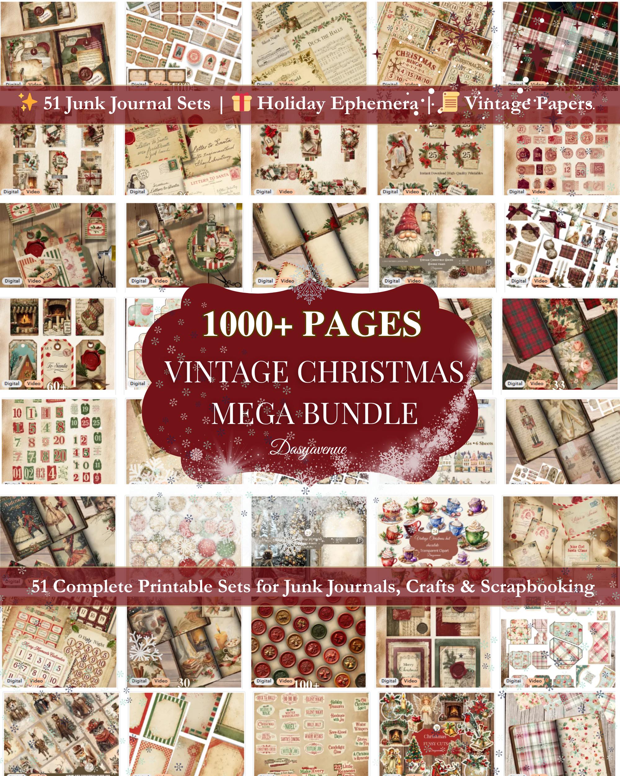 Vintage Christmas Mega Bundle | 51 Junk Journal Printable Sets | 1000 ...