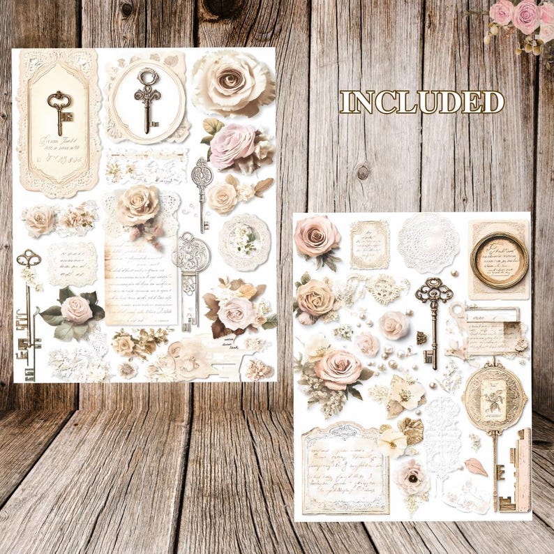 Shabby Chic Junk Journal Ephemera | Vintage Lace Printable | Antique ...