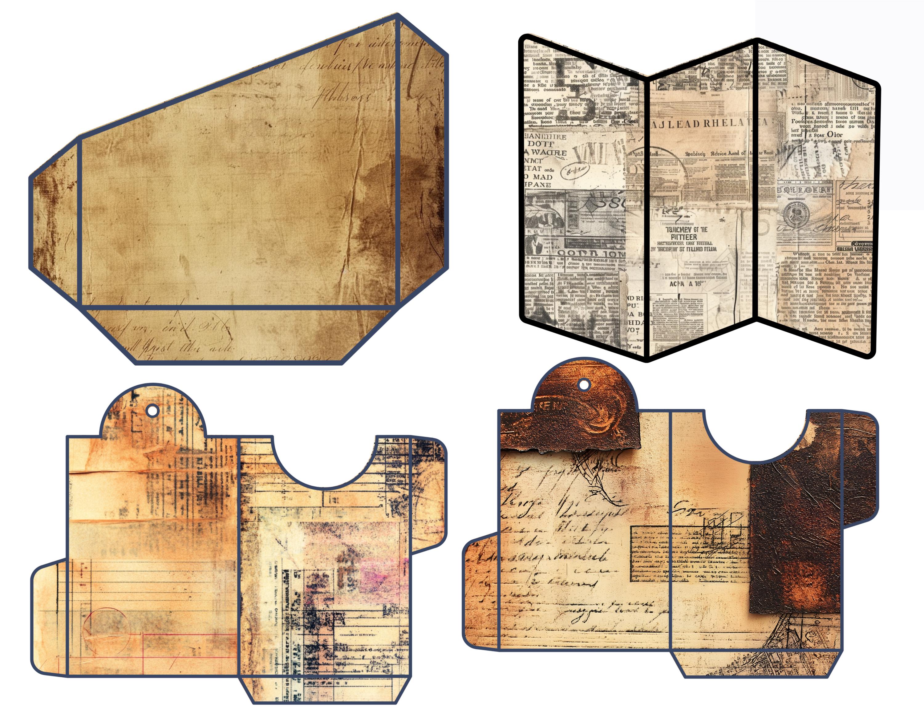 Vintage Junk Journal Pockets Tags and Envelopes Ephemera Set ...