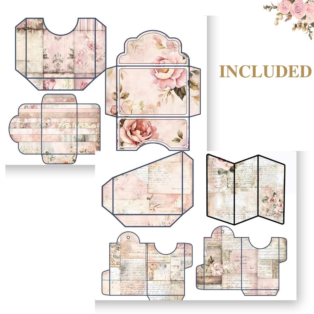 Vintage Junk Journal Pockets & Envelopes, Shabby Chic Ephemera Kit ...