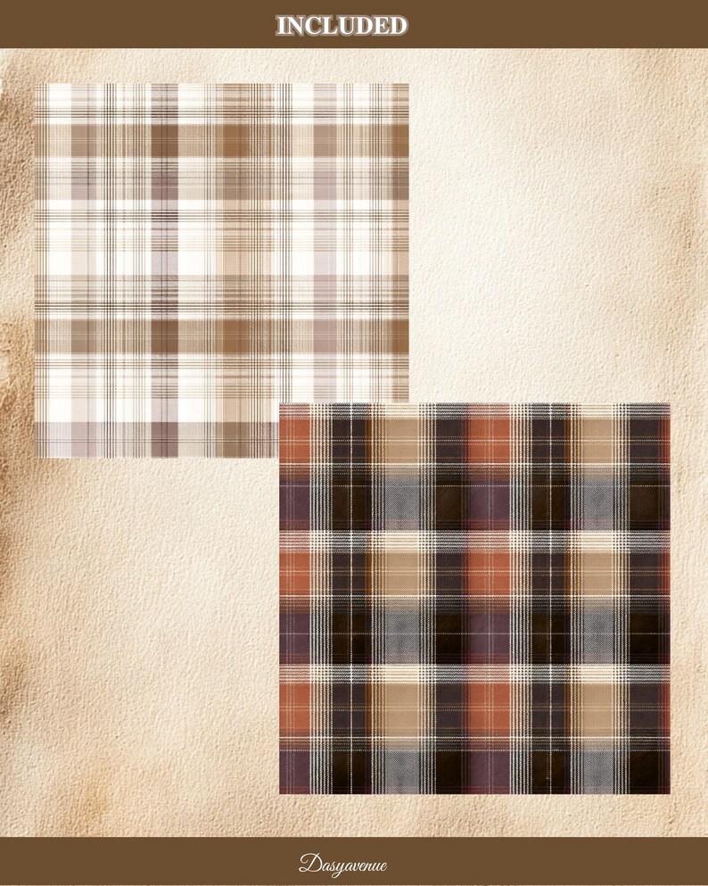 Brown Plaid Digital Paper Pack | Vintage Tartan Backgrounds for Junk ...