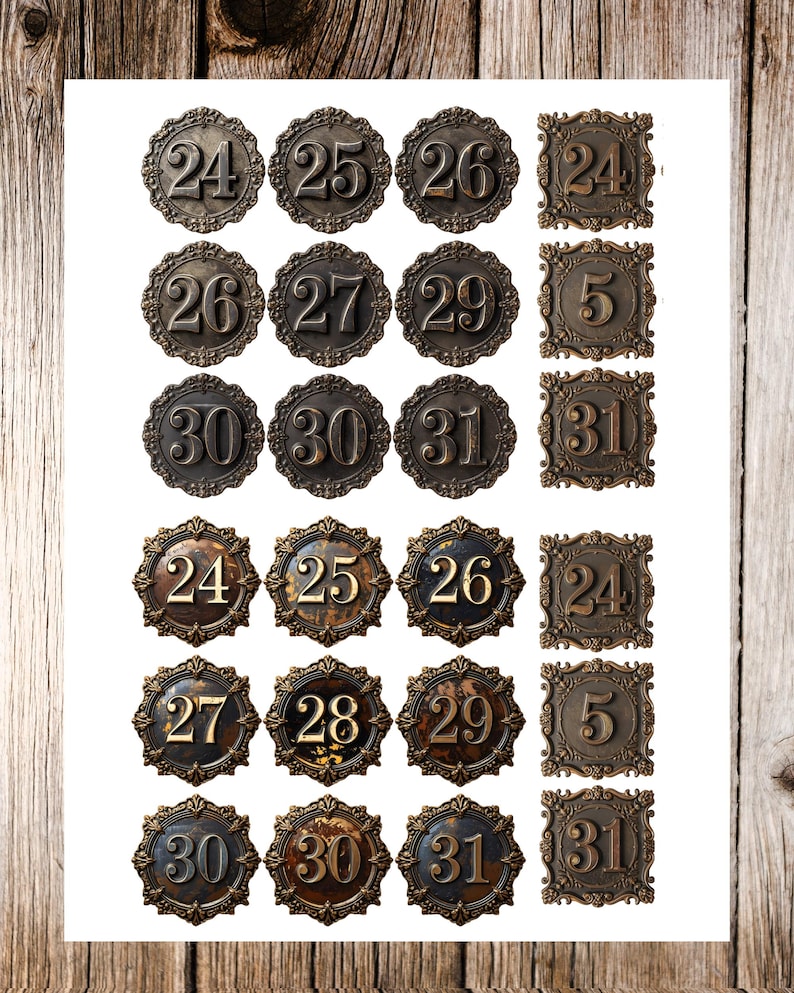 Vintage Metal Number Tags PNG | Printable Ephemera Labels | Junk ...
