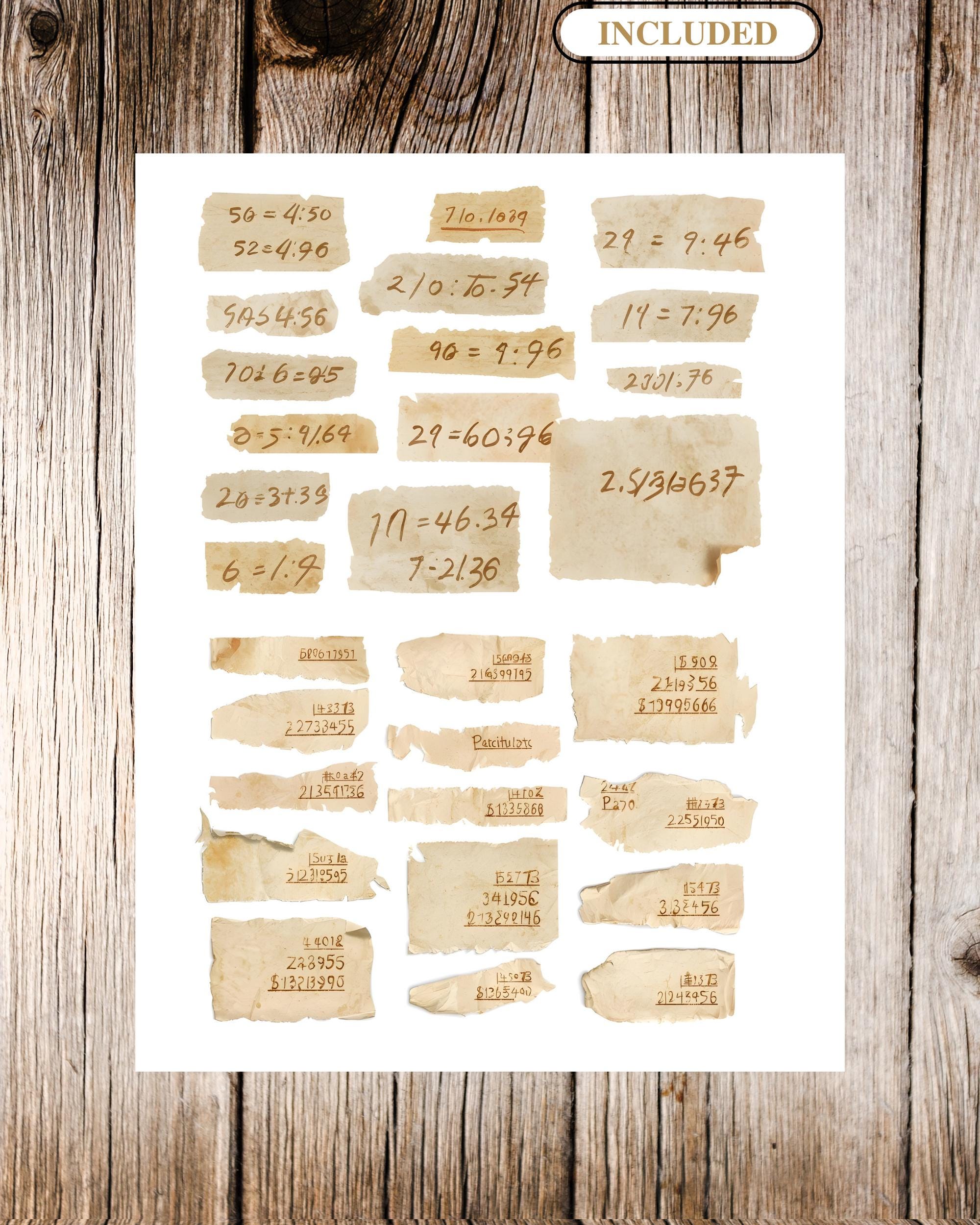 Vintage Ledger Snippets, Tabs & Ephemera Labels | Antique Paper Numbers ...