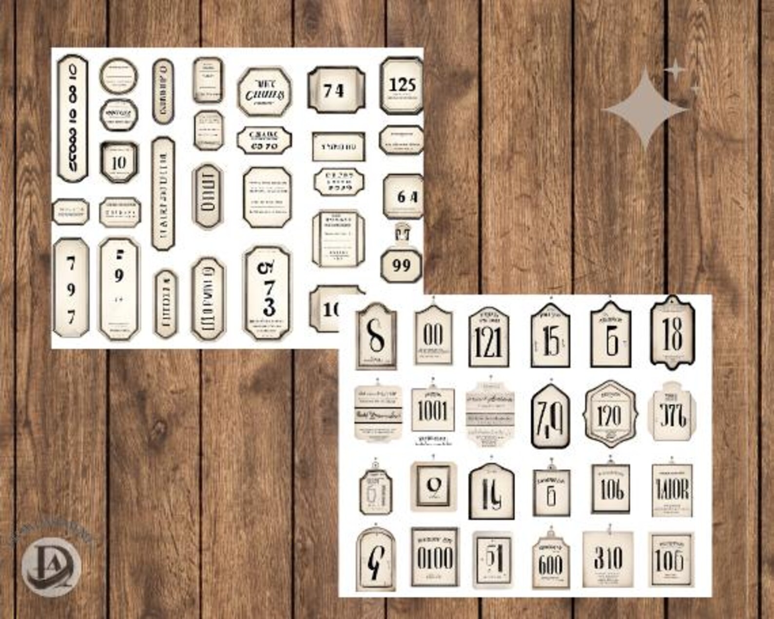 Journaling Number Number Industrial Labels , Junk Journaling Labels, Words for Junk ...