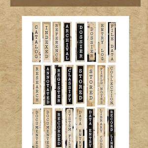 Vintage Archive Labels, Vertical Grunge Strips, Junk Journal Labels ...