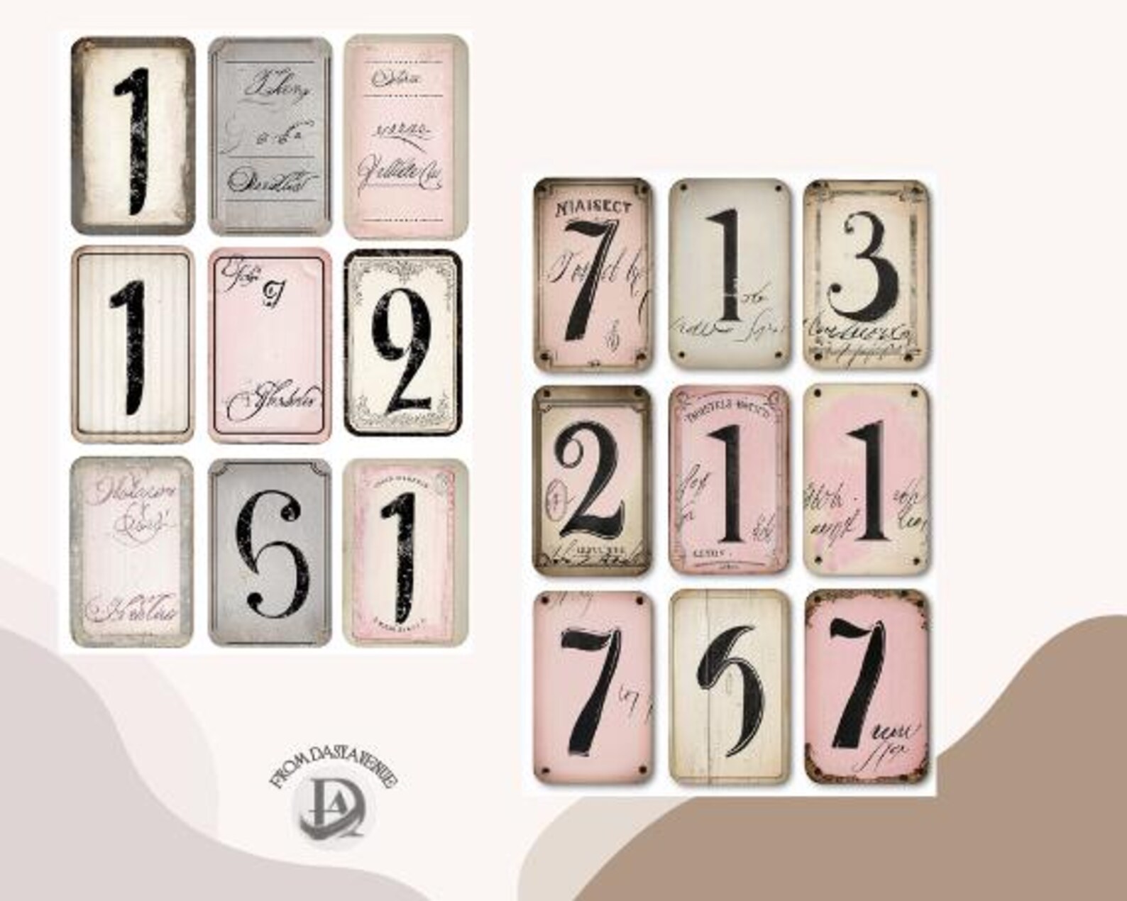 Pink Number Labels Pink Number Industrial Labels , Junk Journaling Labels, Words for Junk ...