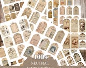 100+ Vintage Ephemera Tags | Printable Journal Tags, Labels & Tickets | Junk Journal Kit, Collage Paper, Digital Download