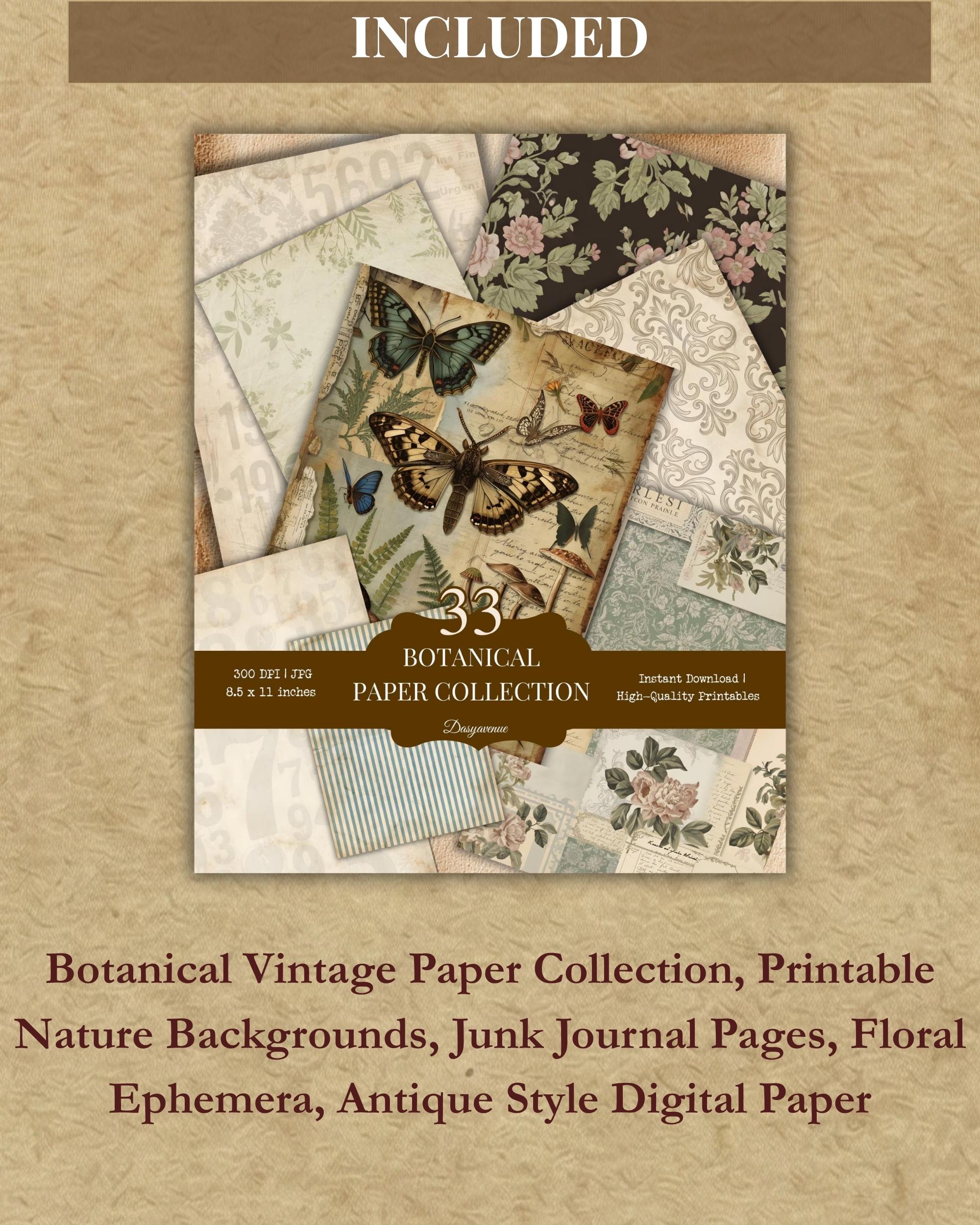 Botanical Garden Bundle 120 Pages Vintage Botanical Junk Journal Kit ...