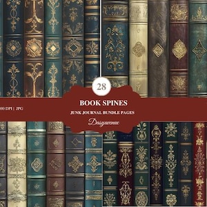 Antique Ornament Book Spines Set, For -  Digital Book Cover, Printable Book Cover, Antique Book Journal, Scrapbook, For  Book Cover Journal