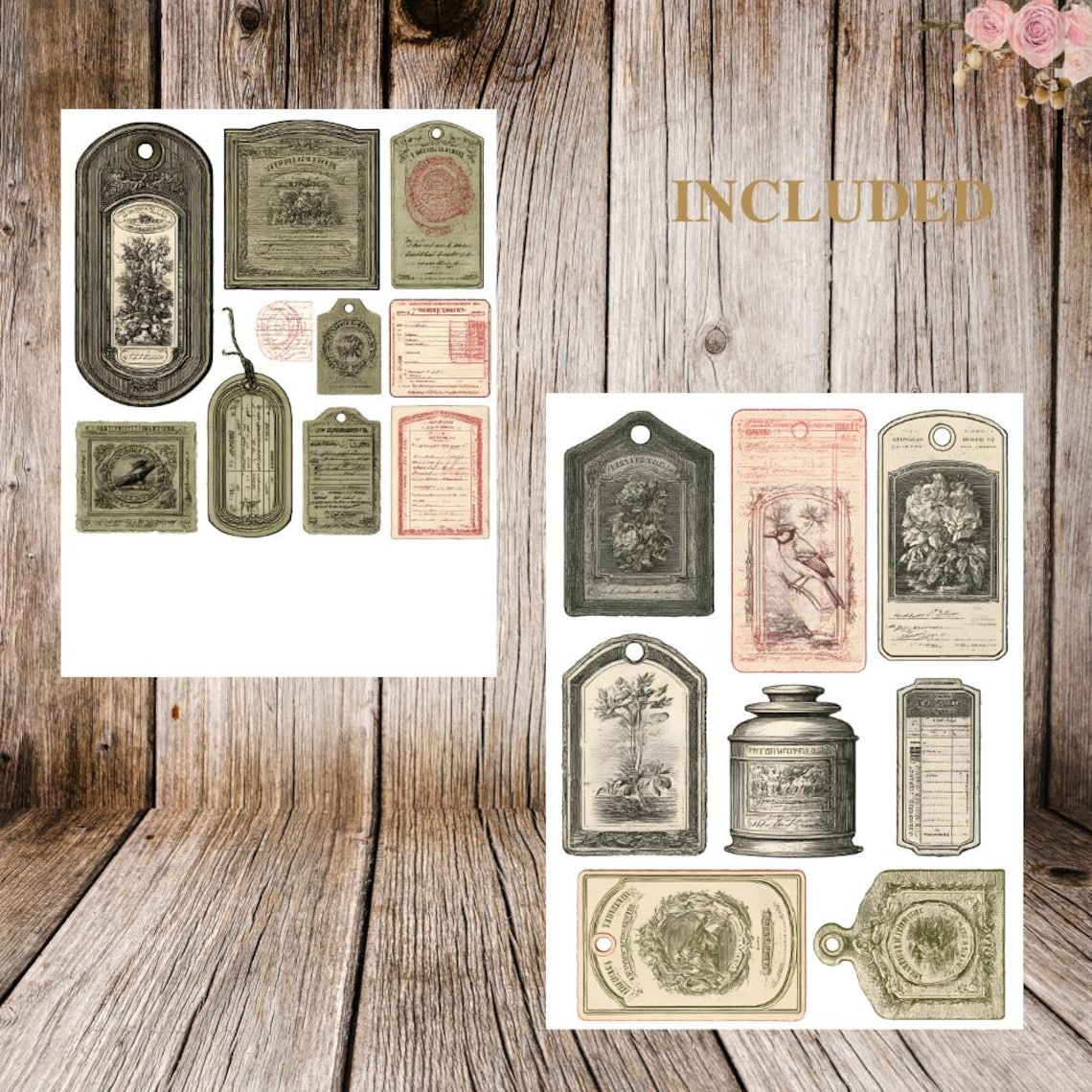 100+ Vintage Ephemera Tags Printable – Antique Junk Journal Labels ...
