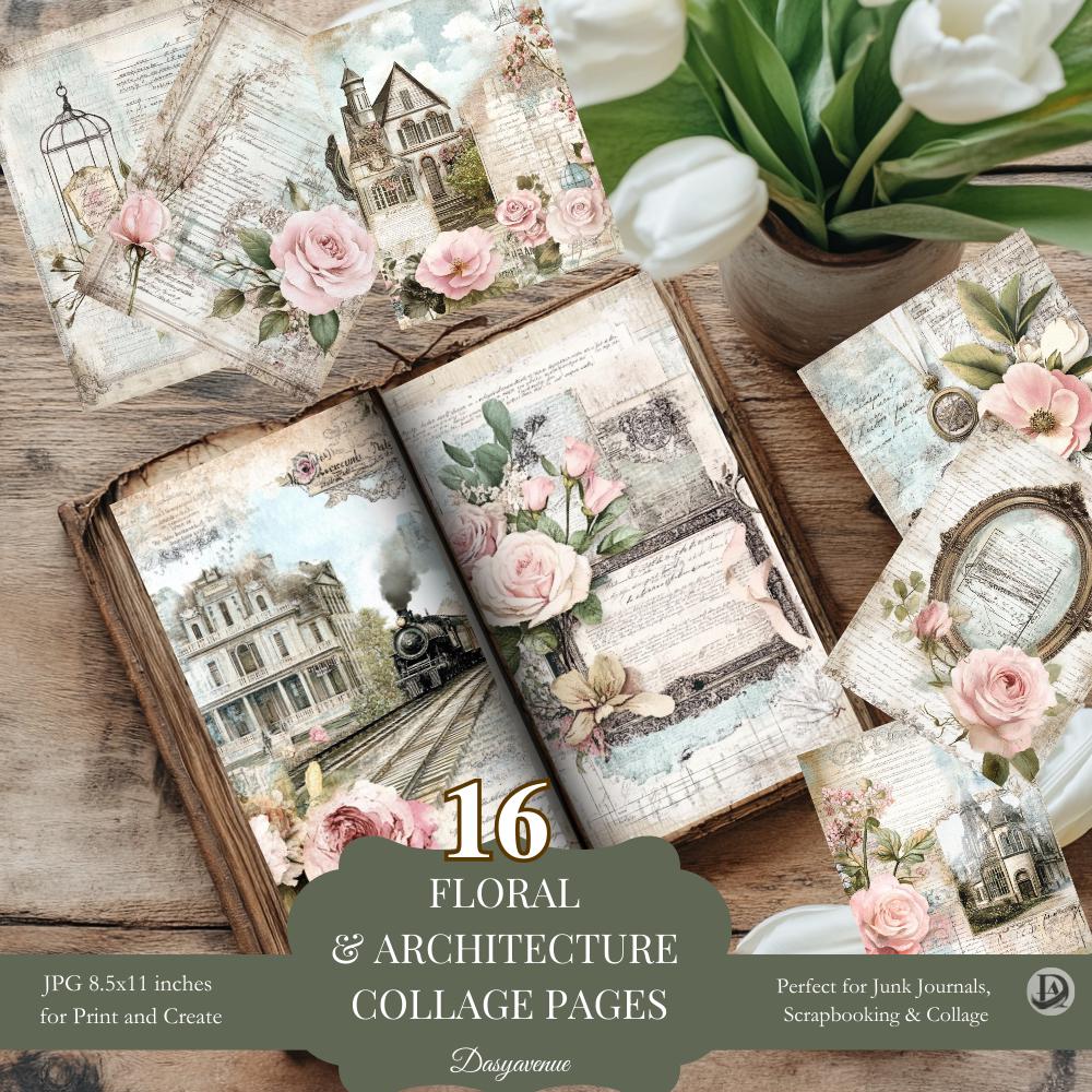 Vintage Junk Journal Set, Printable Floral Ephemera, Antique ...