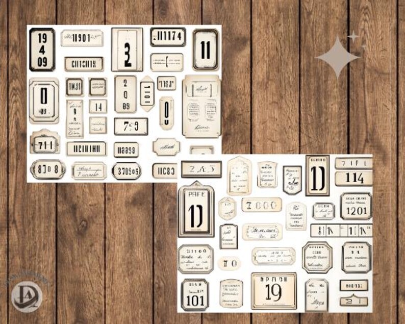 Journaling Number Number Industrial Labels , Junk Journaling Labels, Words for Junk ...