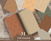 31 Printable Vintage Journal Pages | Fall Damask Paper Pack for Junk Journal, Scrapbooking, Collage | Junk Journal Papers | Instant Download