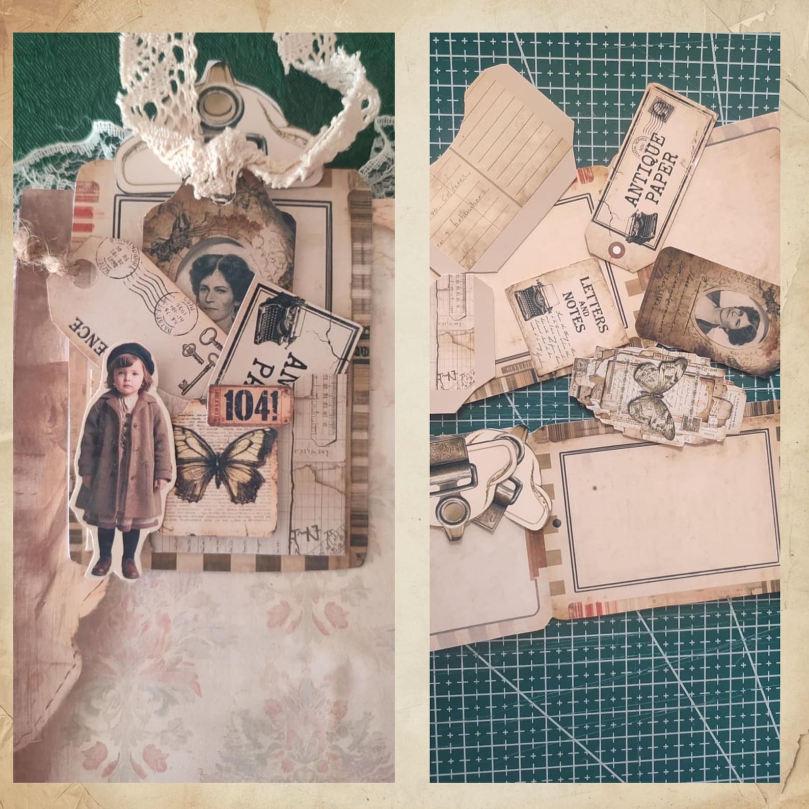 Grunge Printable Pockets Hidden Paperclips Set of 3, Junk Journal ...