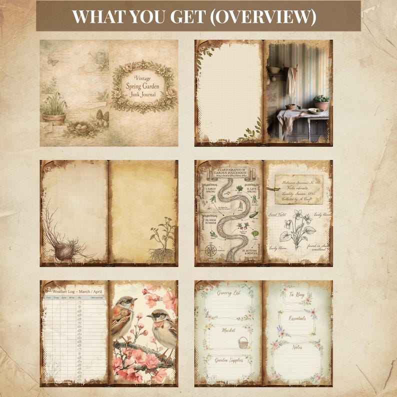Cottagecore Spring Gardening Junk Journal Kit, Vintage Botanical Garden ...