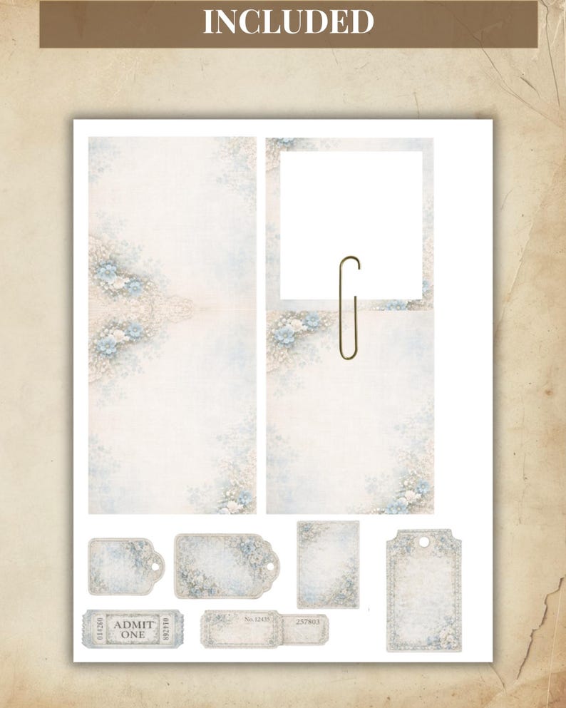 Vintage Hidden Paper Clips Shabby Chic Junk Journal Pages, Printable ...