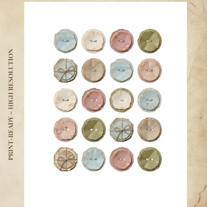 Handmade Rives Button Paper Vintage Paper Buttons Printable, Antique Sewing Button Ephemera, Junk ...