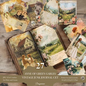 Journal romantique Anne... la maison aux pignons verts | Papier imprimable Vintage Core | Ensemble de scrapbooking à téléchargement immédiat