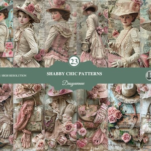 Elegante shabby chic digitale texturen, vintage shabby chic kunstcollectie - hoge resolutie digitale bestanden om te knutselen, vintage ambachten