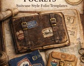 Vintage Travel Pockets Printable Pages, Suitcase Style Folio Templates, Junk Journal Travel Ephemera, US Letter 300 DPI