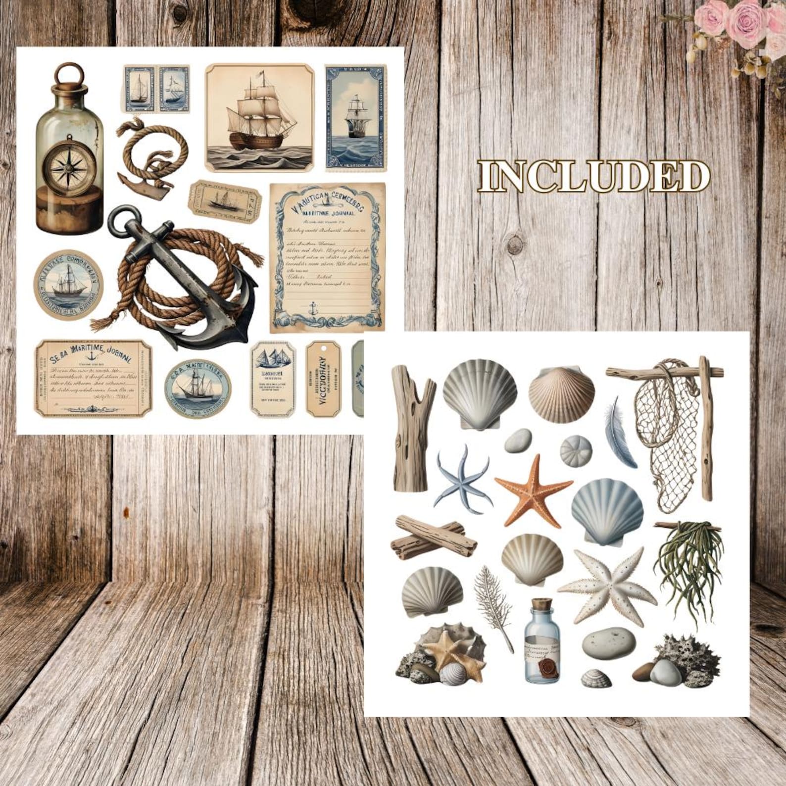 Nautical Junk Journal Kit Printable, Vintage Nautical Ephemera, Ocean ...