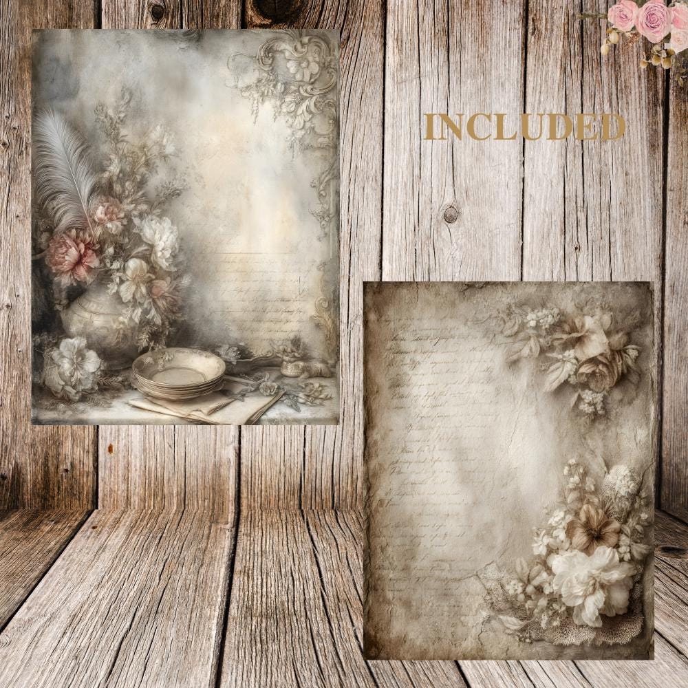 25 Vintage Floral Junk Journal Pages – Printable Antique Paper for ...