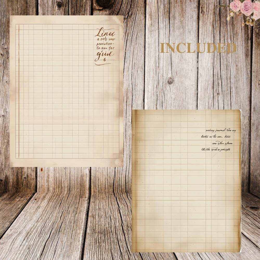 31 Neutral Vintage Grid Lined Papers | Printable Journal Pages | Blank ...