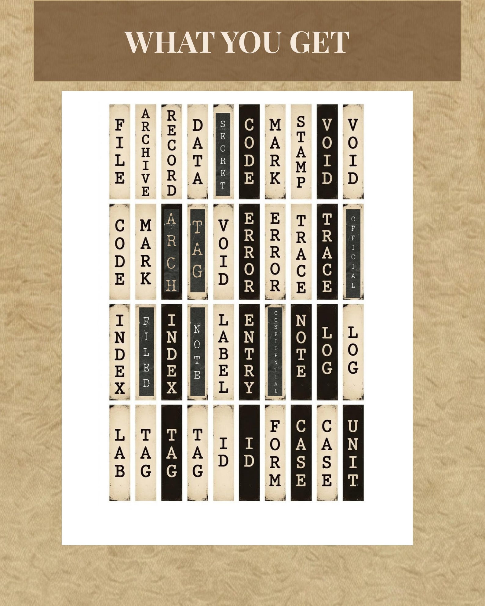 Vintage Archive Labels, Vertical Grunge Strips, Junk Journal Labels ...