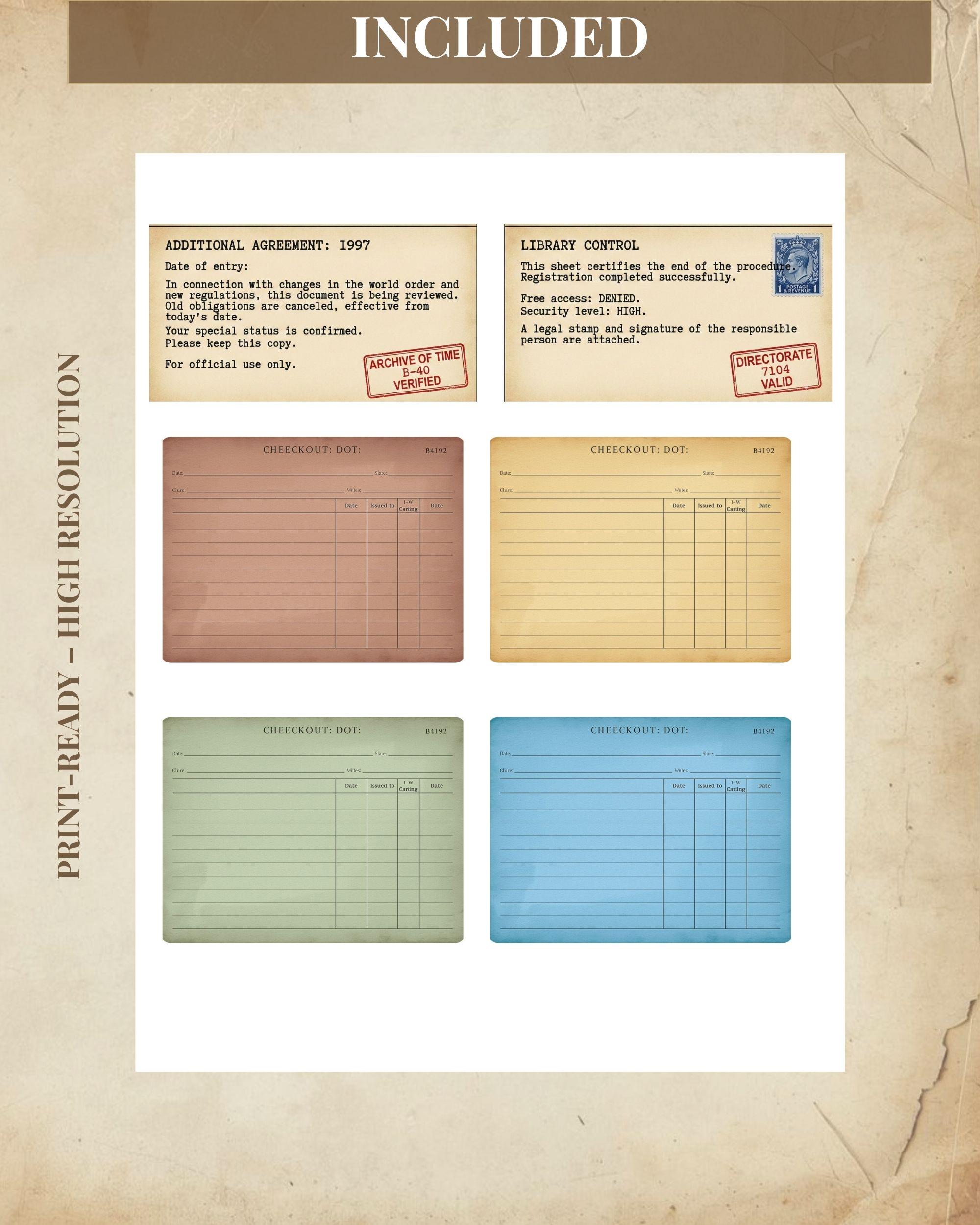 Vintage Library Card Printable Pages, Old Library Cards & Pockets, Junk ...