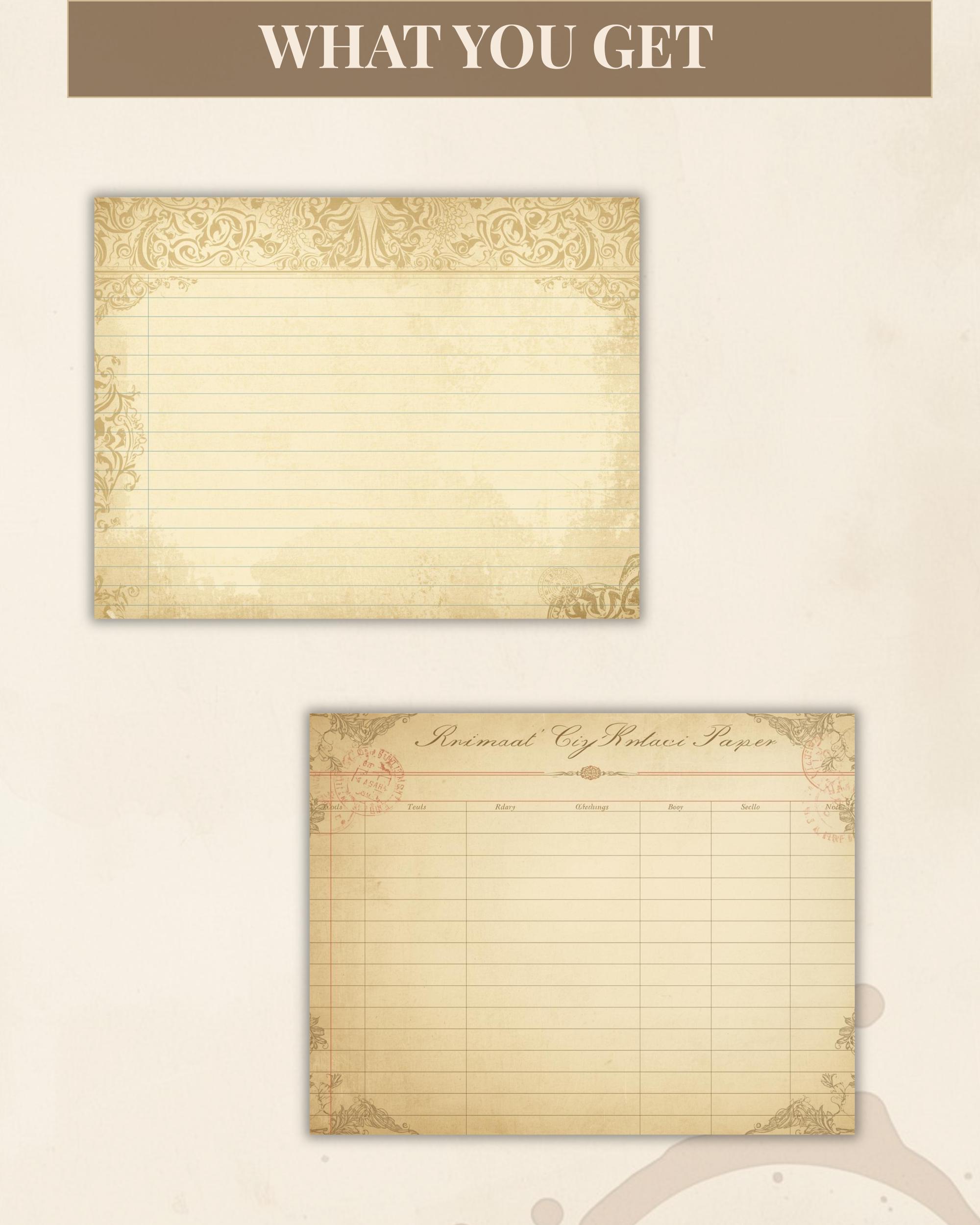 Vintage Writing Pages, Lined Journal Paper, Printable Aged Paper for ...