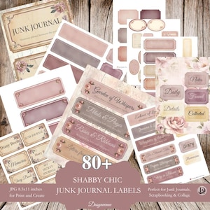 Vintage junk-dagboeketiketten | 80+ afdrukbare tags, titels en woorden voor scrapbooking, collage- en doe-het-zelf-ephemerakits, Shabby Chic-labels