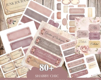 Vintage Junk Journal Labels | 80+ Printable Tags, Titles, and Words for Scrapbooking, Collage & DIY Ephemera Kits, Shabby Chic labels
