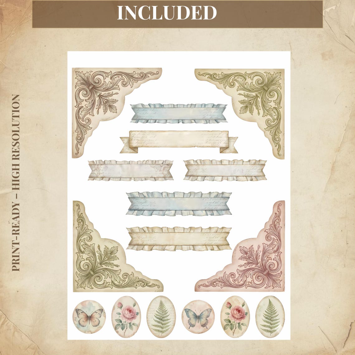 Shabby Chic Junk Journal Photo Corners Printable Scrapbooking shabby-chic-junk-journal-photo-corners-printable-scrapbooking
