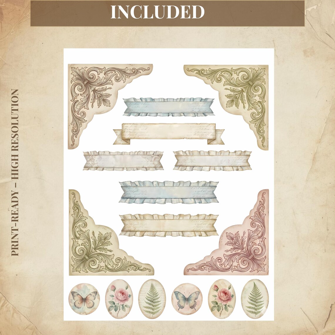 Shabby Chic Junk Journal Photo Corners Printable Scrapbooking Shabby Chic Junk Journal Photo Corners Printable Scrapbooking