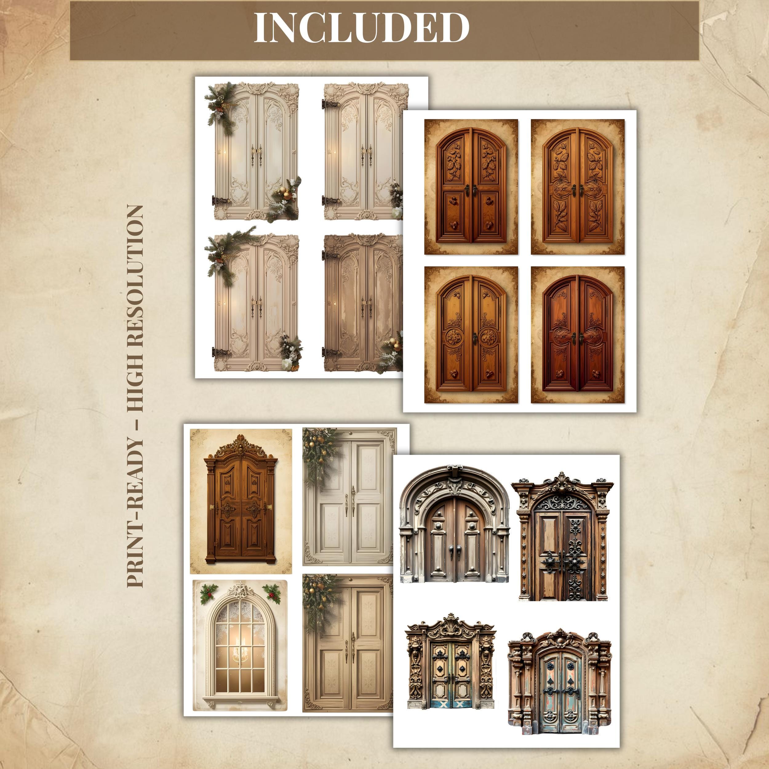Vintage Doors Clipart, Printable Windows, Architectural Ephemera, Junk ...
