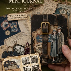 Orient Express Mini Journal Printable Folio, Vintage Travel Junk Journal Pages, Ephemera Pack, Travel Folio, Old Tickets, Scrapbook Paper
