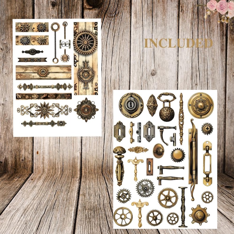 Hardware Sticker Faux Hardware Fussy Cuts, Vintage Junk Journal Ephemera, Keys, Locks ...