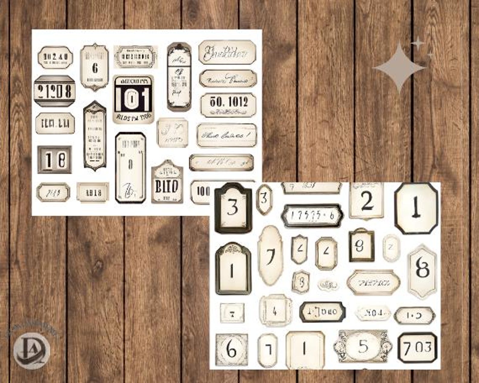 Journaling Number Number Industrial Labels , Junk Journaling Labels, Words for Junk ...