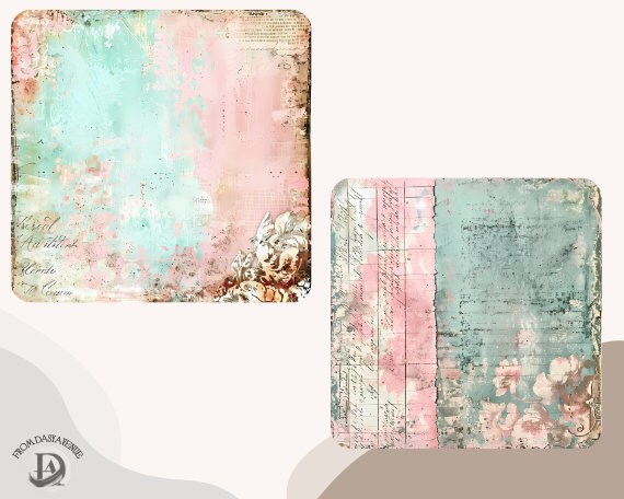 Shabby Chic Pink Digital Paper Pack - Vintage Floral Backgrounds ...