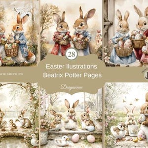 Peter Rabbit Junk Journal Seiten, Ephemera Kaninchen Journal, Papiere Beatrix Potter, Beatrix Potter's druckbare Bunnies, Frühling Junk Journal