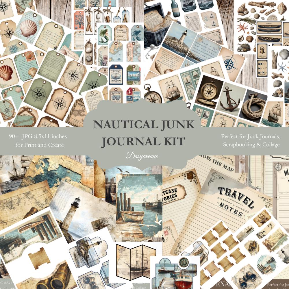 Nautical Junk Journal Kit Printable, Vintage Nautical Ephemera, Ocean ...