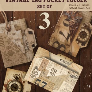 Chemise à étiquettes imprimable pour journal indésirable, porte-étiquette vintage, chemise à étiquettes aux lettres US, pochette pour journal avec étiquette et carte