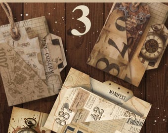 Printable Junk Journal Tag Folder, Vintage Tag Holder, US Letter Tag Folder, Journal Pocket with Tag and Card