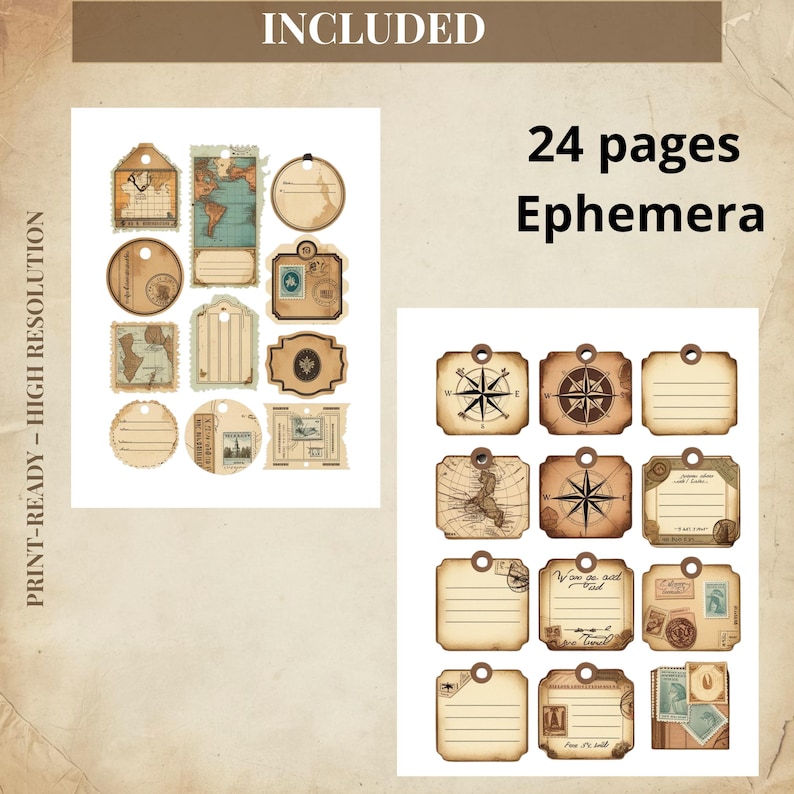 Vintage Travel Junk Journal Kit Printable, Wanderlust Ephemera Pages ...