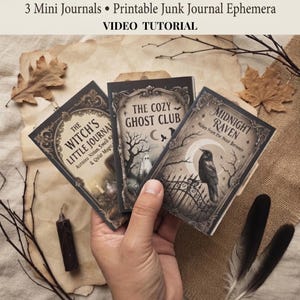 Witchy Mini Zine Journal Set, 3 utskrivbara miniböcker