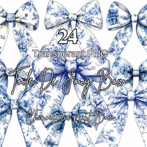 Blauwe chinoiseriestrik transparant png, blauwe toilestrik, transparante png, blauwe coquettestrik, vintage Franse toile de jouy, bloemenstrik png,