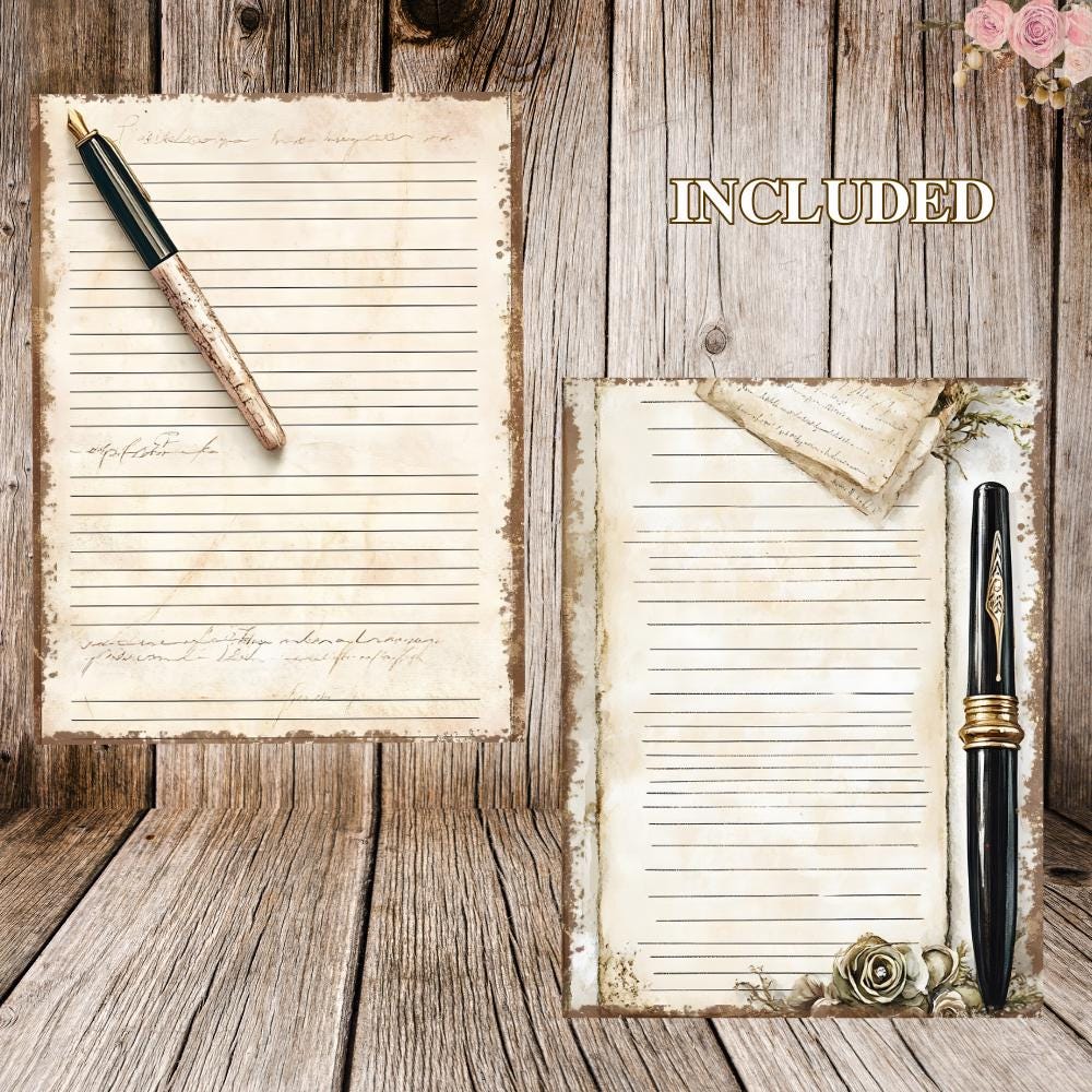 Printable Vintage Writing Journal Pages With Birds, Butterflies ...