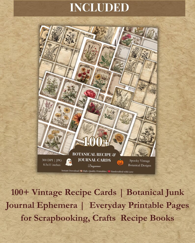 Botanical Garden Bundle 120 Pages Vintage Botanical Junk Journal Kit ...