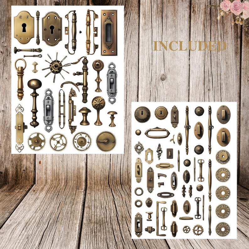 Hardware Sticker Faux Hardware Fussy Cuts, Vintage Junk Journal Ephemera, Keys, Locks ...