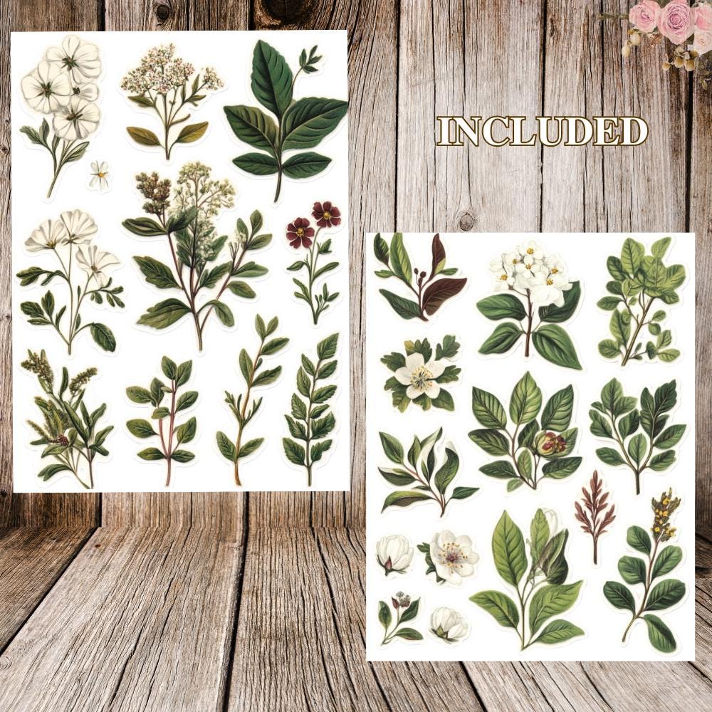 Vintage Botanical Stickers | Junk Journal Ephemera | Scrapbooking ...